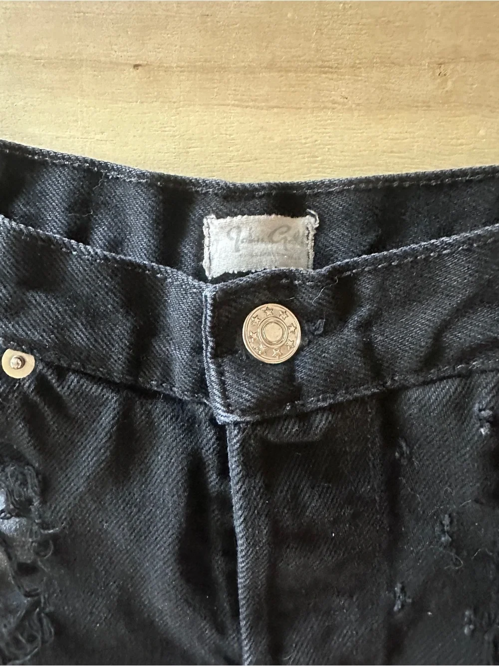 Brandy Melville Black High-Waisted Distressed Denim Shorts